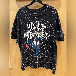 Marvel Black Spider-Man Men  T-Shirt Size 2X Relaxed Fit: Web design front/back